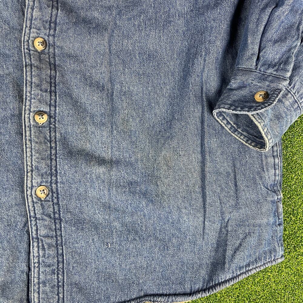 Vintage Wrangler Mens Blue Denim Sherpa Lined Shirt Jacket Sz M - Picture 2 of 6
